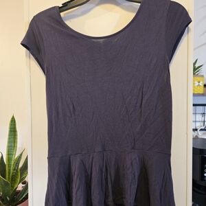 Jennifer Lopez Dark Purple Peplum Cap Sleeve Top